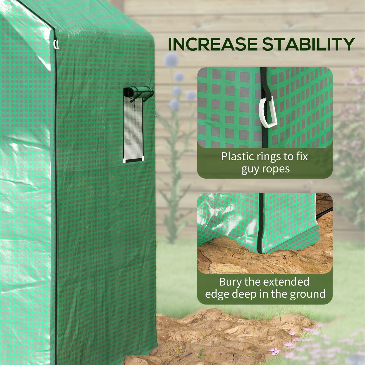 Greenhouse Cover Replacement Walk-in PE Hot House Cover with Roll-up Door and Windows, 140 x 143 x 190cm