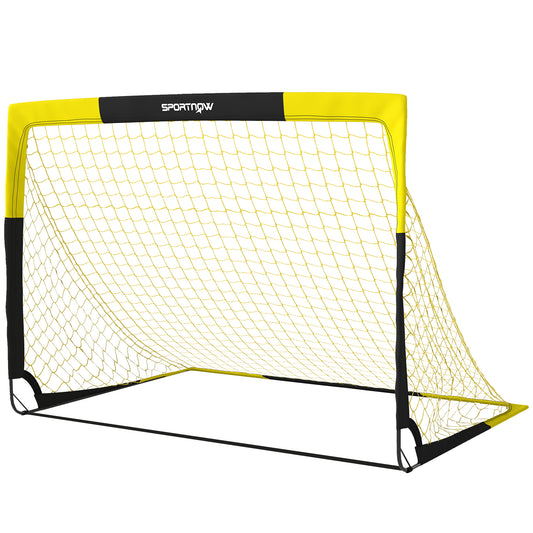 Pop Up Football Goal, Portable Folding Football Net with Carry Bag, 4 U-Shaped Ground Stakes, Fibreglass Pole