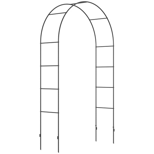 Outdoor Garden Arch, Metal Garden Arbor for Climbing Plants, Roses, Vines, Wedding Arch for Outdoor, 140L x 40W x 240H cm, Black