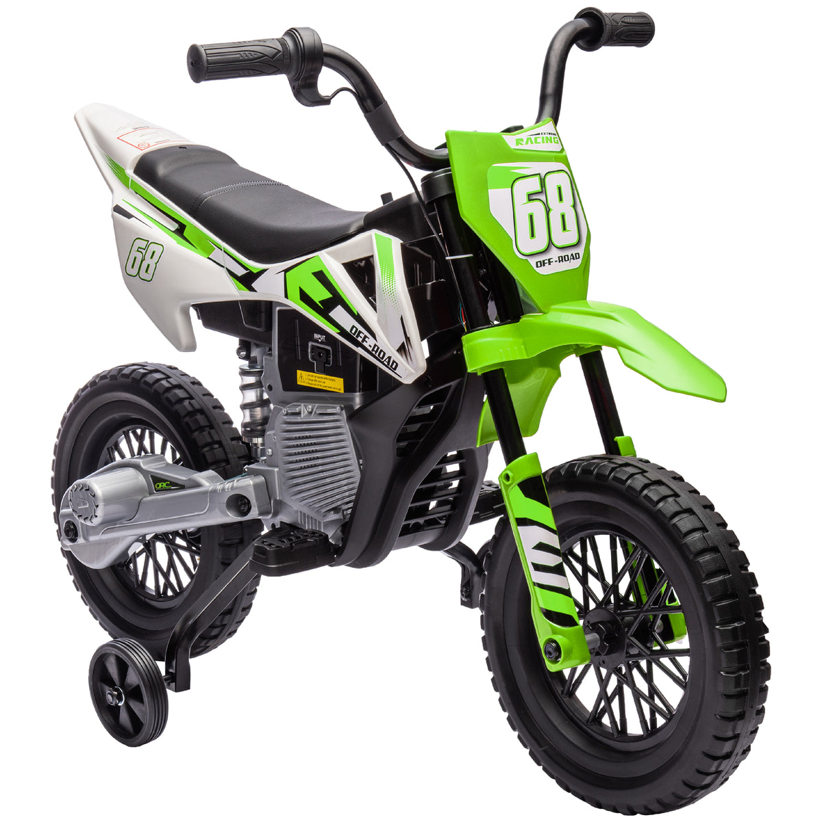 12V Kids Electric Motorbike, Kids Electric Ride on motorcycle w/ Twist Grip Throttle, Training Wheels, Green