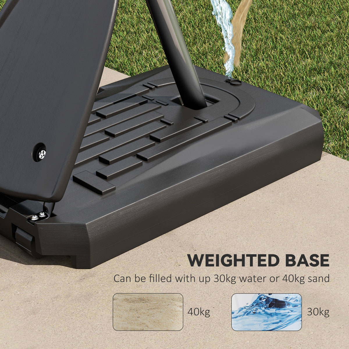 2.4-2.9m Adjustable Basketball Hoop and Stand with Weighted Base, Portable on Wheels