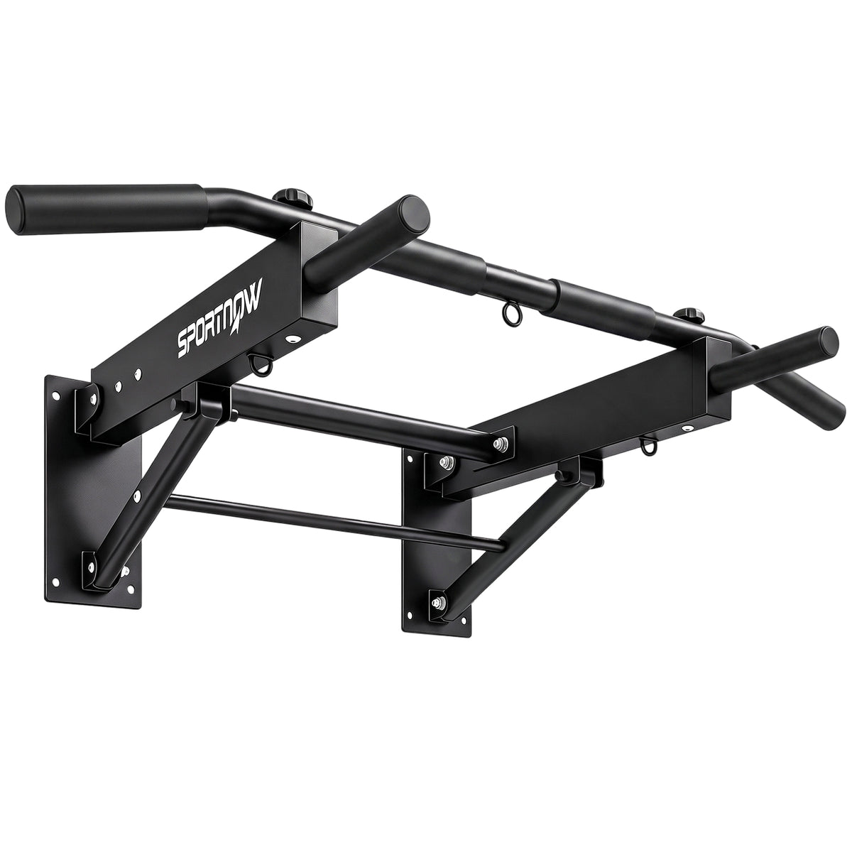 Pull Up Bar Wall Mounted Chin Up Bar with Folding Design, 3 Hooks for Resistance Bands, Supports up to 120 kg, Black