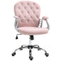 Office Chair, Swivel Desk Chair, Velvet Vanity Chair with Adjustable Height and Rolling Wheels for Home Work Study, Pink