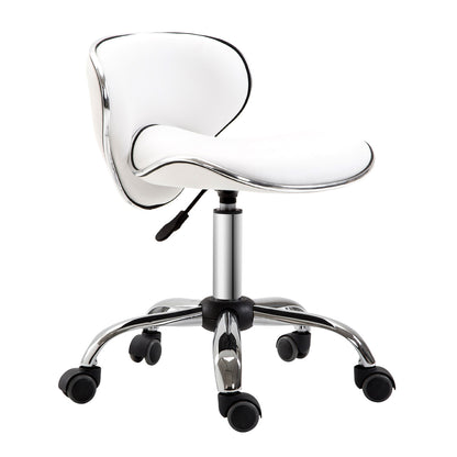 Adjustable Rolling Swivel Beauty Salon Chair, Stool for Spa, Technician - White