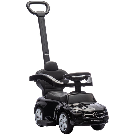 2 in 1 Baby Ride on Push Car Mercedes-Benz C-Class Licensed Walker Foot to Floor Push-Along with Removable Handle