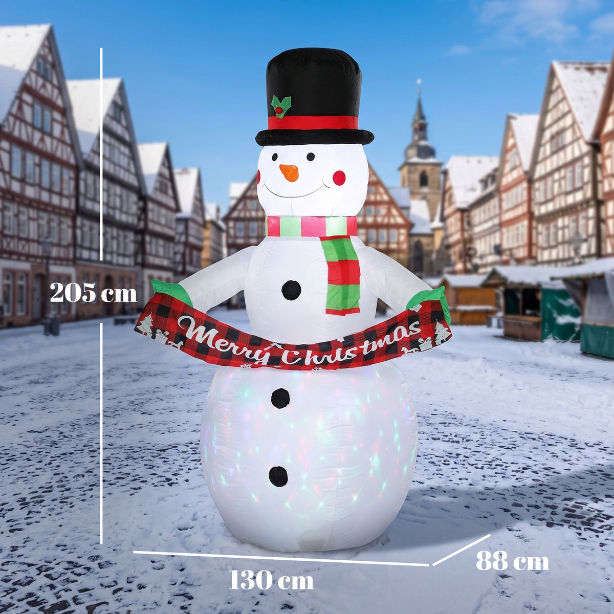 Inflatable Christmas Decoration, 6.7FT Christmas Inflatable Snowman with Colourful LED Light