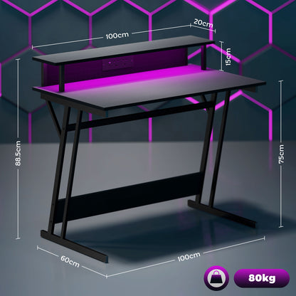 Two-Level LED Gaming Desk