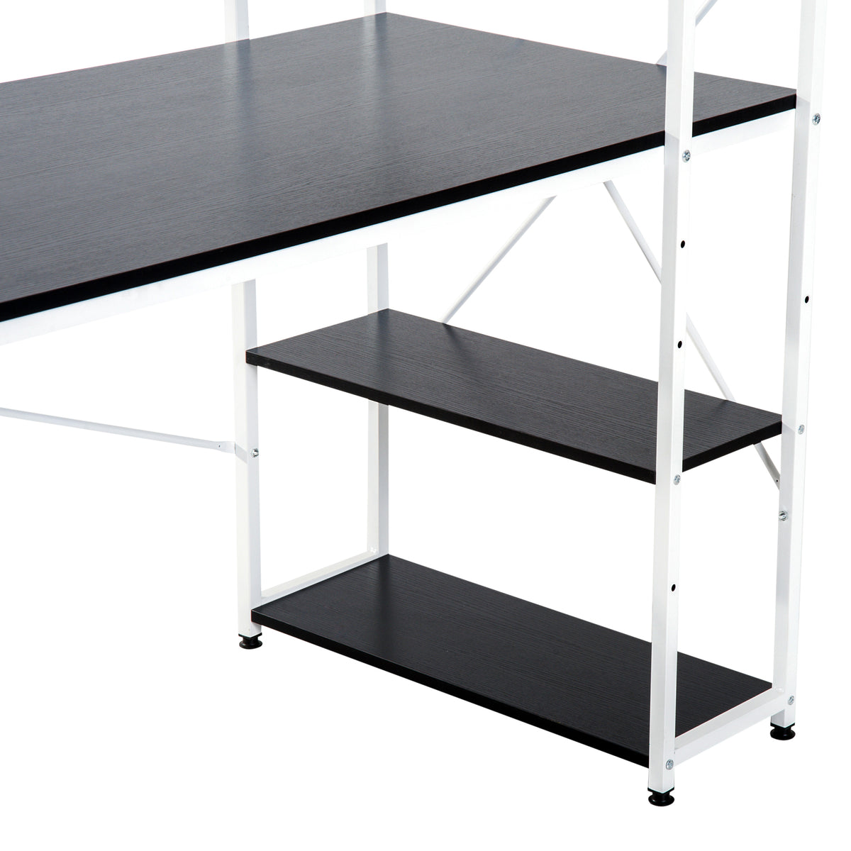 Computer Desk with Storage Shelves on Left or Right, Industrial Reversible Writing Desk for Home Office, Study, Easy Assembly, 120 x 64 x 121cm, Black and White