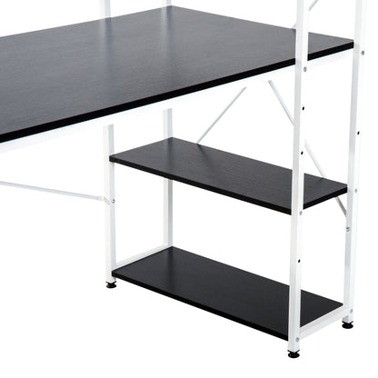 Computer Desk with Storage Shelves on Left or Right, Industrial Reversible Writing Desk for Home Office, Study, Easy Assembly, 120 x 64 x 121cm, Black and White