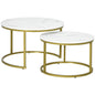 Coffee Table Set of 2, Round Nest of Tables with Metal Frame, Modern Side Tables for Living Room, White