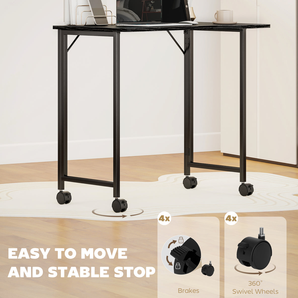 Folding Small Desk on Wheels