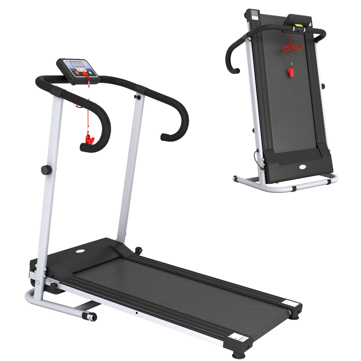 Folding Treadmill with Incline, Walking Pad Treadmill for Home, 1-10km/h Under Desk Running Machine with LCD Display and Wheels, No Assembly, Grey