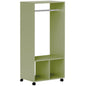 Open Wardrobe on Wheels, Bedroom Wardrobe with Clothes Hanging Rail, 2 Storage Shelves, Mobile Garment Rack for Cloakroom, Hallway, Green
