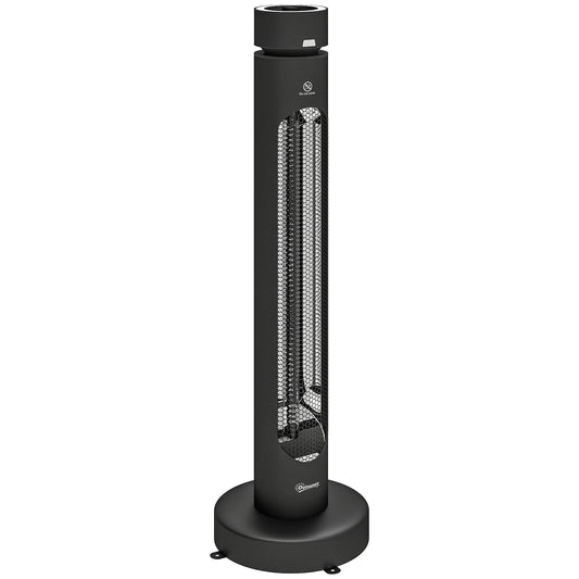 2000 W Electric Infrared Patio Heater, Free Standing Oscillating Outdoor Garden Heater with Knob/Remote Control, Black