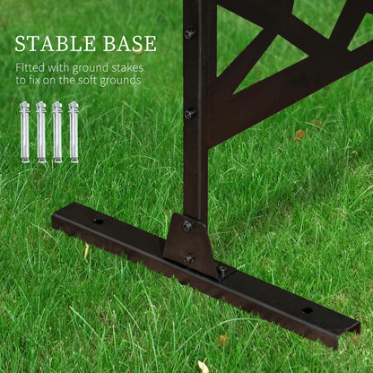 Freestanding Garden Partition Screen Metal Decorative with Expansion Screws, Black