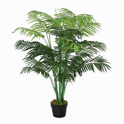 125cm/4FT Artificial Palm Plant Decorative Tree with Nursery Pot, Fake Plastic Indoor Home Office Décor, Green