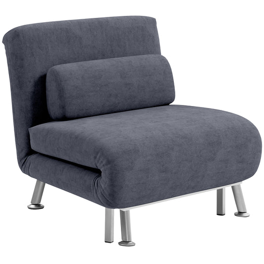 Single Velvet-Feel Sleeper Chair - Charcoal Grey