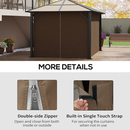 4 Pack Replacement Gazebo Curtains Privacy Panel for Most 3 x 4m Gazebo Canopy Pavillion Outdoor Shelter Sidewalls Accessories Dark Brown