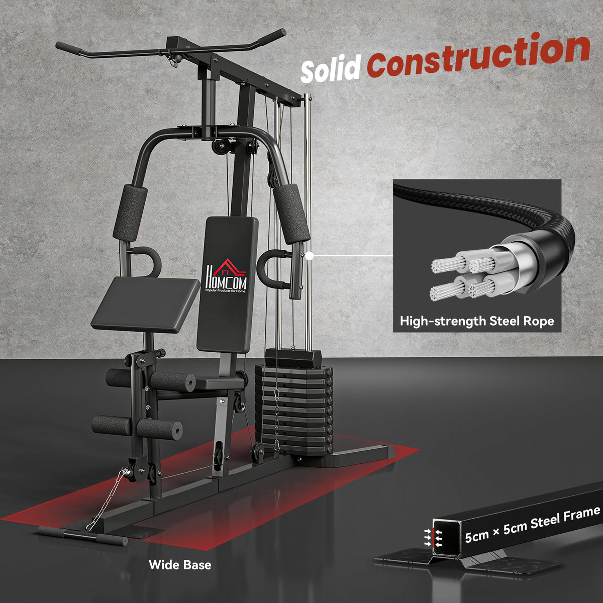 Multi-Exercise Gym Station, with 45kg Weight Stack, for Full Body Workout