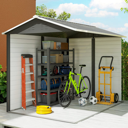 9x 6FT Metal Outdoor Garden Shed, Galvanised Tool Storage Shed w/ Sloped Roof, Lockable Door for Patio Lawn