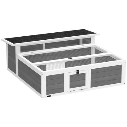 Wooden Tortoise House, Tortoise Enclosure with Clear Observation Window, Top Opening, Multiple Doors, Galvanised Mesh