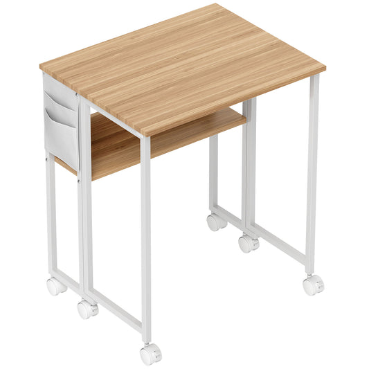 63 cm Drop Leaf Writing Work Desk - Natural Wood Finish