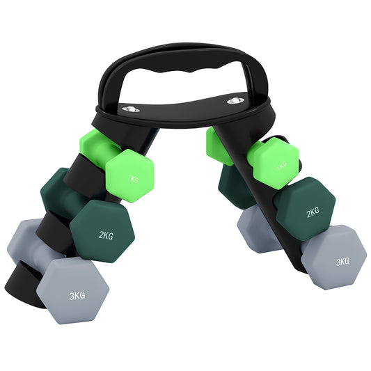 12kg/18kg Dumbbells Set of 6 with Portable Rack Weight for Fitness