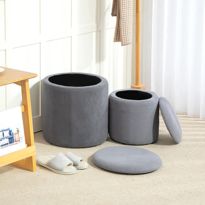 Set of Two Corduroy Storage Ottomans