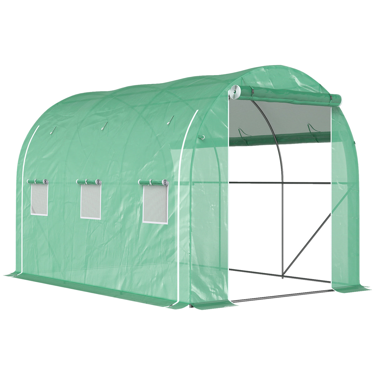 296 x 196cm Steel Frame Polytunnel Greenhouse