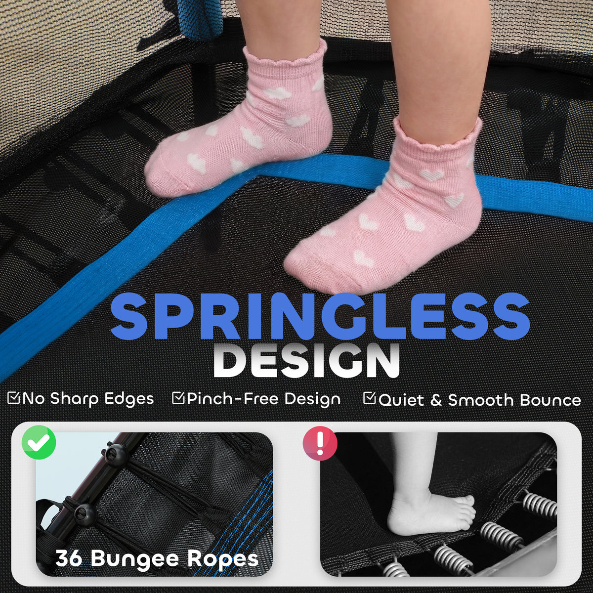 Kids Trampoline Mini Bouncer with Enclosure Safety Net For Ages 3-10 Years