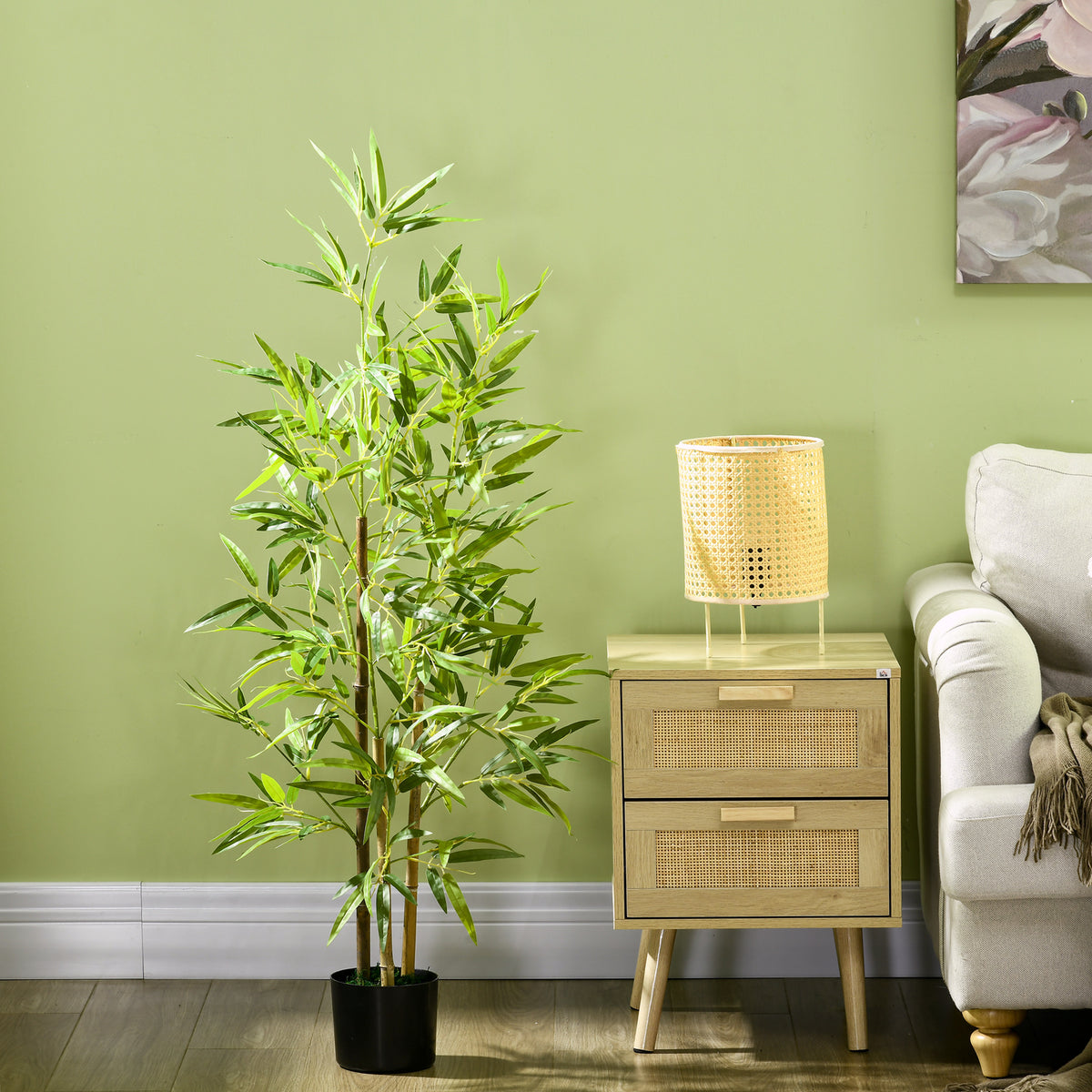 Artificial Plant Bamboo Artificial Tree Height 120 cm with Pot for Home Indoor Decor