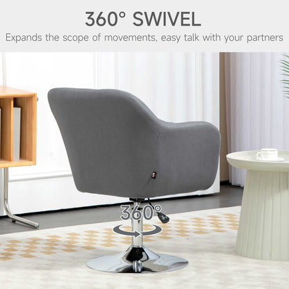 Swivel Accent Chair, Microfiber Cloth Tub Vanity Chair, Modern Armchair with Adjustable Height and Lumbar Support for Living Room Bedroom Salon Make up Room Dressing Table, Dark Grey
