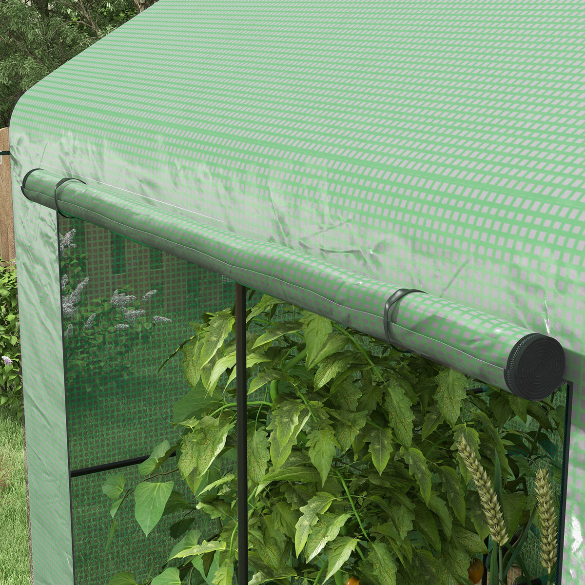 Greenhouse, Walk-in Garden Grow House with Roll-up Door and Mesh Windows, 200 x 140 x 200cm