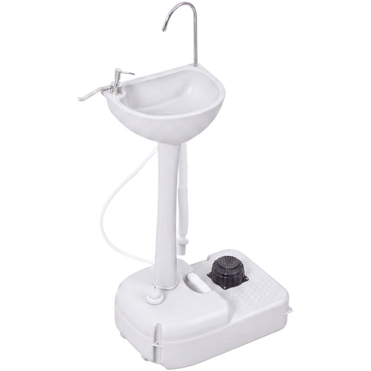 Camping Sink, 17L Portable Hand Wash Station with Towel Holder, Soap Dispenser and Rolling Wheels, Outdoor Sink for Events, Gatherings, Worksite