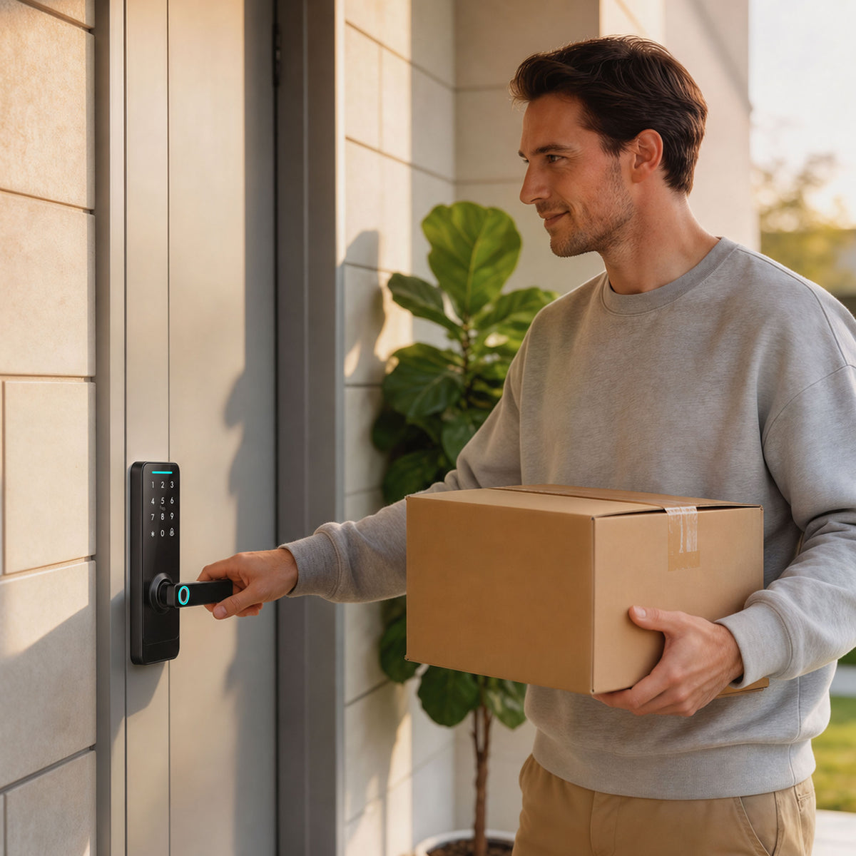Smart Door Lock, 5-in-1 (Fingerprint/Passcode/Bluetooth APP/NFC Card/Key), Built-in Doorbell, Keyless Electronic Lock