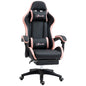 Gaming Chair, Computer Gamer Chair with Reclining High Back, Headrest, Lumbar Support, Footrest, Swivel Wheels, PU Leather, Adjustable Height for Home, Black and Pink