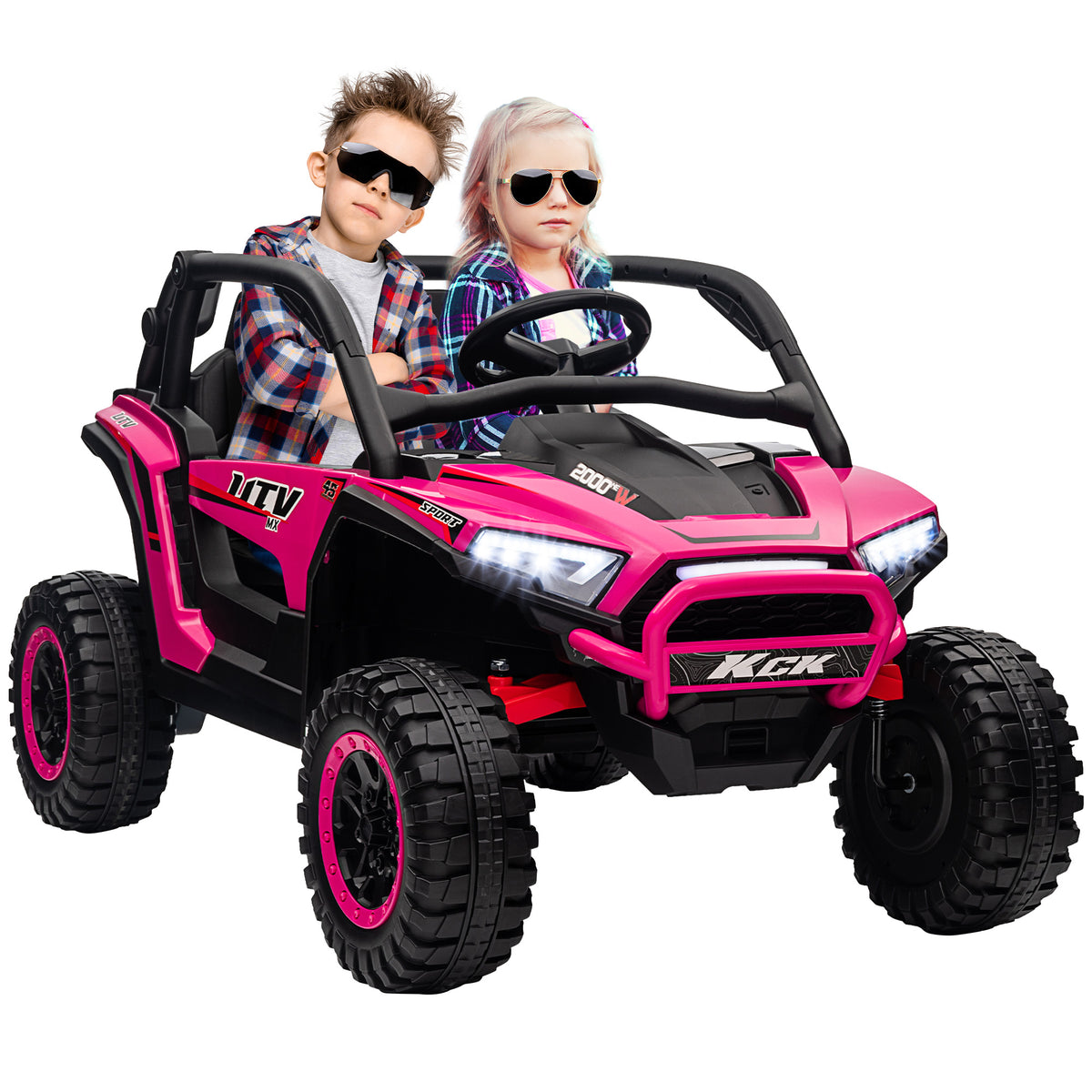 2 Seater 24V 7AH Ride on Truck, Battery Powered Electric Ride On Car w/ Remote, Suspension, 3 Speeds