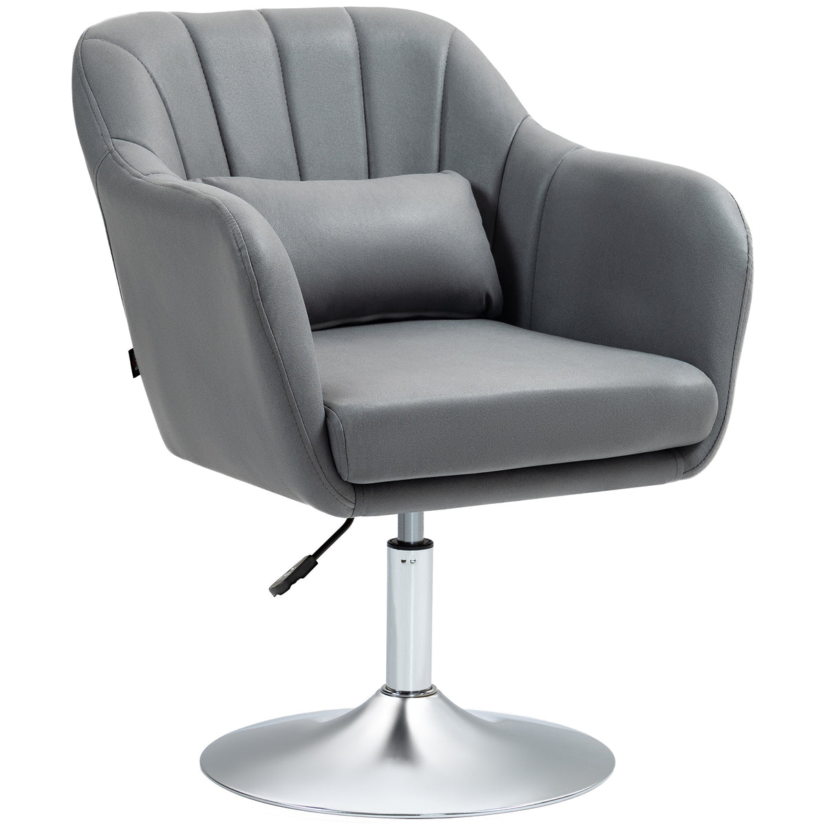 Swivel Accent Chair, Microfiber Cloth Tub Vanity Chair, Modern Armchair with Adjustable Height and Lumbar Support for Living Room Bedroom Salon Make up Room Dressing Table, Dark Grey