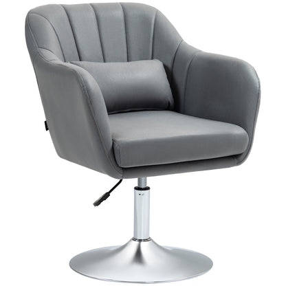Swivel Accent Chair, Microfiber Cloth Tub Vanity Chair, Modern Armchair with Adjustable Height and Lumbar Support for Living Room Bedroom Salon Make up Room Dressing Table, Dark Grey