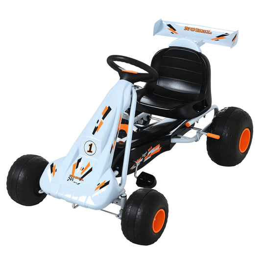 Pedal Go Kart, Kids Ride On Race Car with Brake, Gears Shift, Steering Wheel, Adjustable Seat, Gift for Boys and Girls 3-6 Years Outdoor, Blue