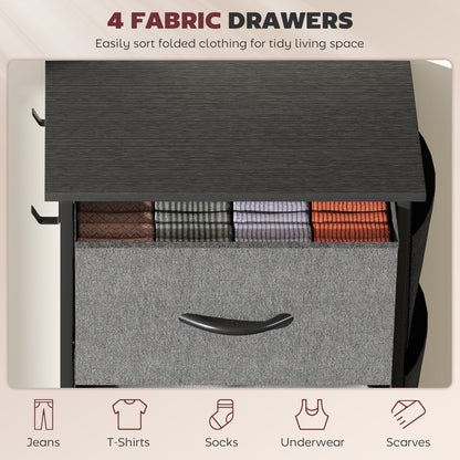 Chest of Four Fabric Drawers - Charcoal Grey