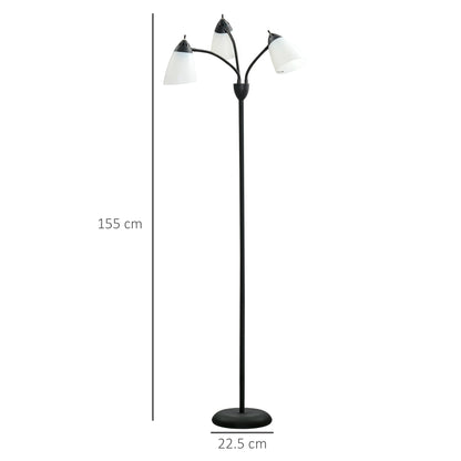 Arc Tree Floor Lamp with 3 Adjustable Rotating Lights, Industrial Standing Lamp with Steel Frame for Bedroom Living Room, 155cm, Black