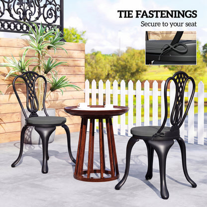 Outdoor Bistro Chair Cushions Set of 4 with Removable Cover, 41 x 41 x 5 cm Round Seat Cushions with Ties