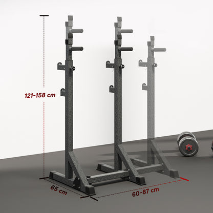Heavy Duty Barbell Squat Rack, Adjustable and Multifunctional Weight Power Stand, for Home, Gym - Black