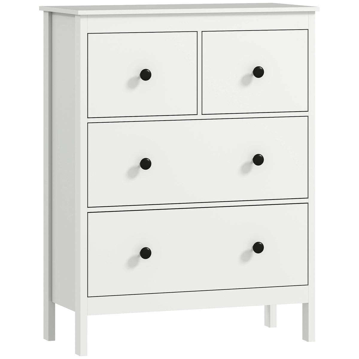 Modern Chest of Drawers, 4 Drawer Dresser Clothes Storage Organiser for Living Room, Hallway, Entryway, White