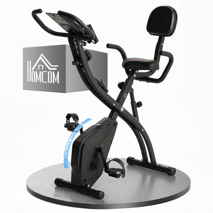 2-in-1 Folding Exercise Bike with 8-Level Magnetic Resistance, Arm Resistance Band, Pulse Sensor