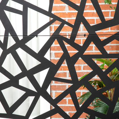 Freestanding Garden Partition Screen Metal Decorative with Expansion Screws, Black