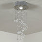 Metal Crystal Ceiling Light Chandelier Pendant Lamp Living Room Stairway Spiral Rain Drop Pendant Lamp Silver