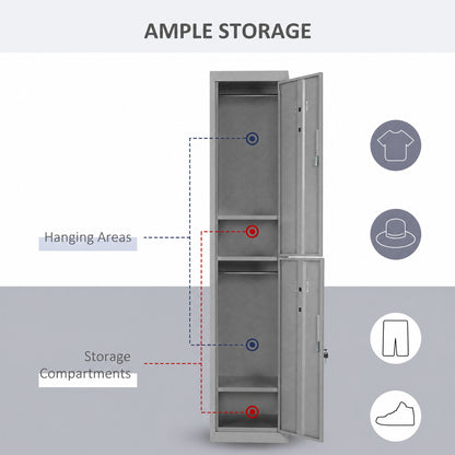Locker Cabinet Storage Cold Rolled Steel w/ Shelves Vertical Cupboard Grey 38 x 46 x 180 cm