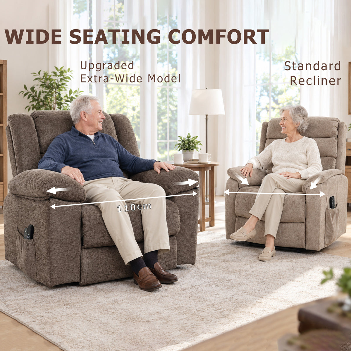 Oversized Riser Recliner Chair with Massage and Heat, Power Lift Recliner for Elderly with Wide Seat and Back